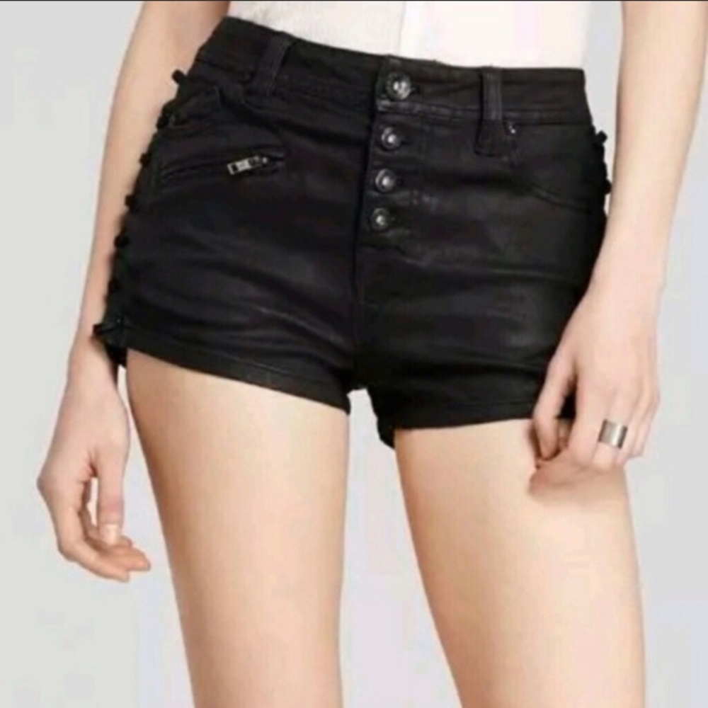 Free People Black Stretch Denim Shorts